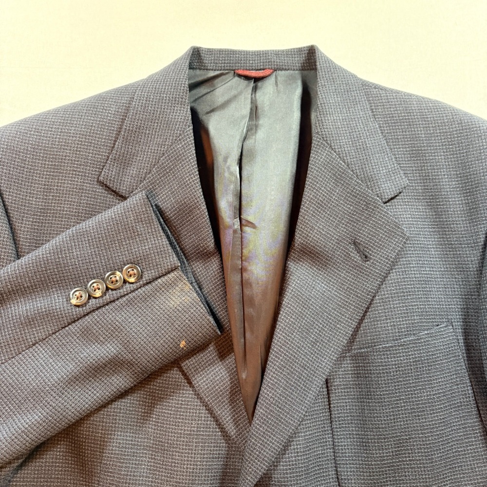 Hart Schaffner Marx Wool Blazer Mens 42R Gray Micro Check Sport Coat Dillard's